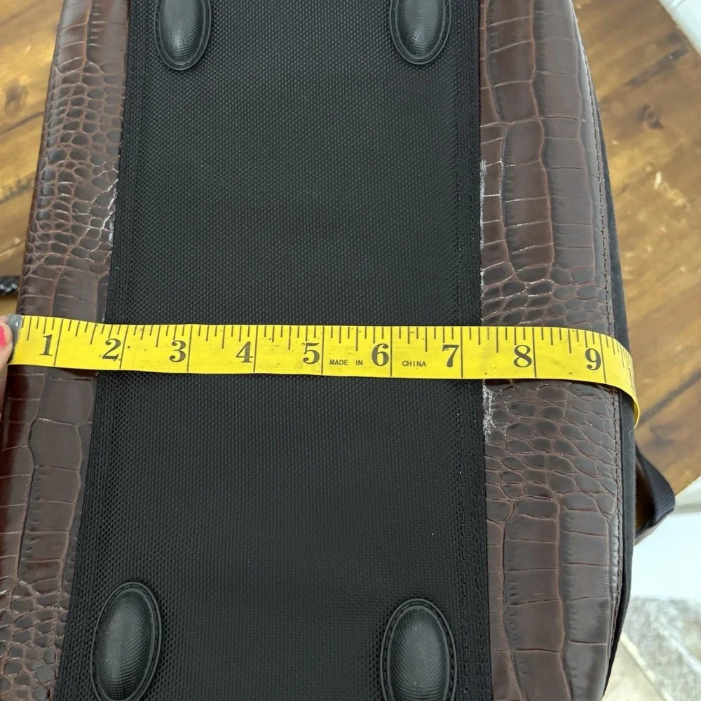 Brighton Lansky Black & Brown Croc Travel Duffel Weekender Bag Toiletry Makeup